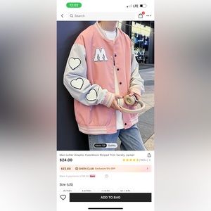 Men’s Pink Letterman “M” print